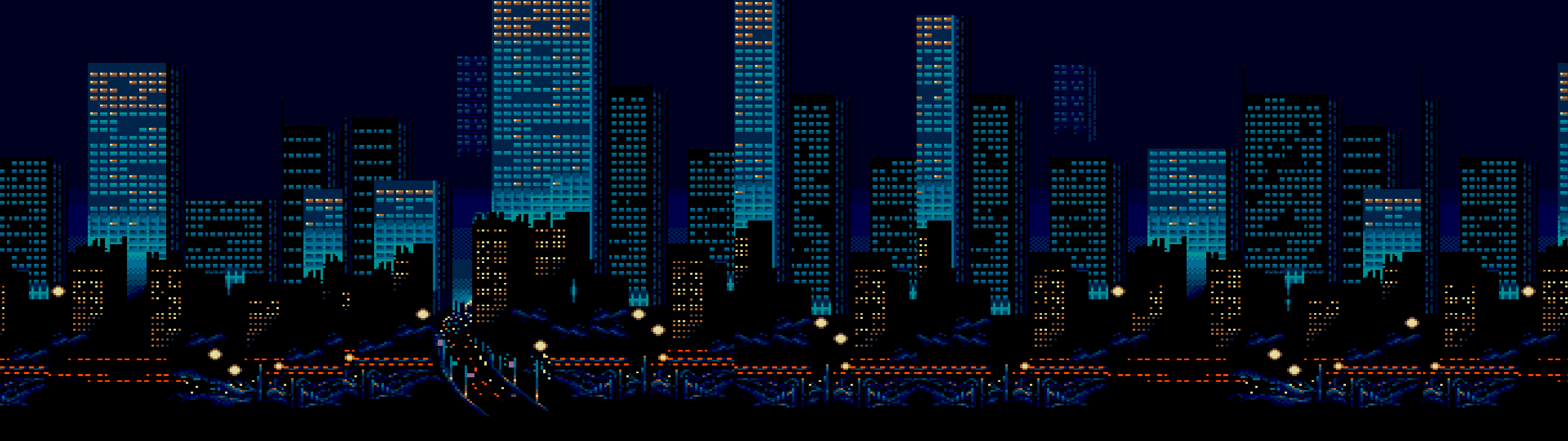 The gorgeous city backdrop from Streets of Rage